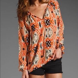 Tolani Jordan Silk Boho Floral Top Tunic, Size: small